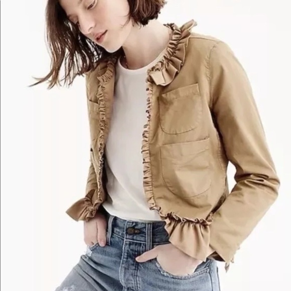 J.Crew Tan Ruffled Jacket, size 10 - Picture 11 of 11
